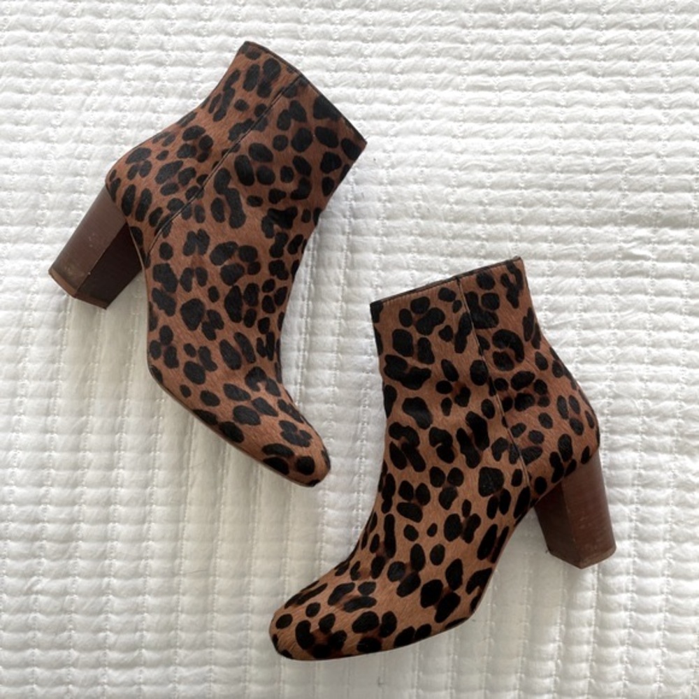 Sezane Lea Leopard Print Ankle Booties
